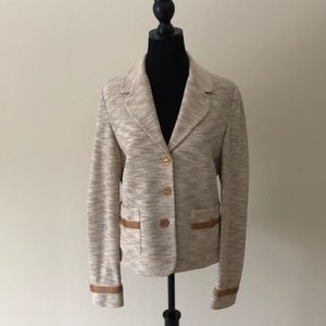 St. John cream, tan and gold knit suit